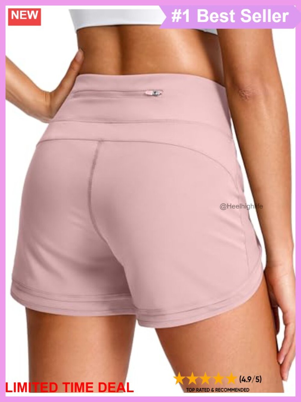 Women's Athletic Running Shorts Zipper Pocket Built-in Brief 3" Inseam